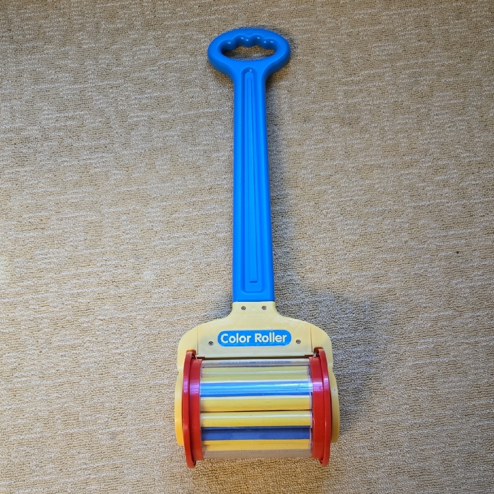 Vintage Color Roller Toy with Blue Handle
